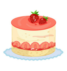 Fruit Strawberry Cake Icon Cartoon Anniversary