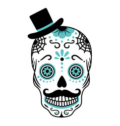 Blue Skull Top Hat Color Stroke