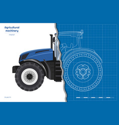 Blue Tractor Drawing Isolated Agricultural