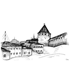 Castle Black And White Sketch Hand-drawn