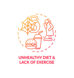 Unhealthy Diet And Lack Exercise Red Gradient