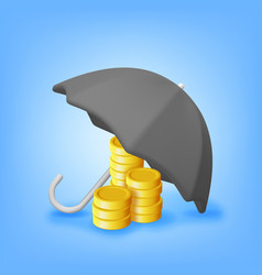 3d Pile Of Coins Under Umbrella