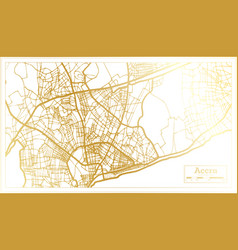 Accra Ghana City Map In Retro Style In Golden