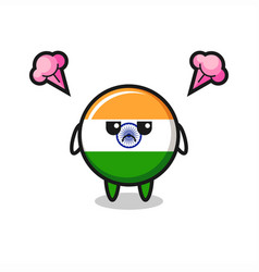 Annoyed Expression Of The Cute India Flag Cartoon