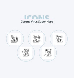 Corona Virus Super Hero Line Icon Pack 5