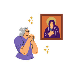 Christian Or Catholic Woman Praying In Front