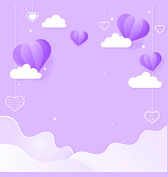 Dangling Hearts Cloud Wave Purple Background