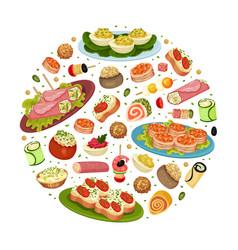 Finger Food Buffet Round Composition Design