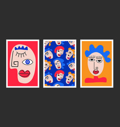 Cubism Wall Art Surrealistic Face Posters Set