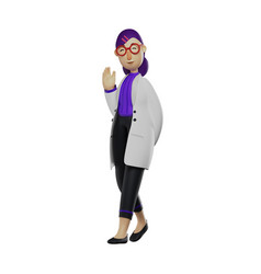 Cute Female Doctor 3d Cartoon Design Waving Hand