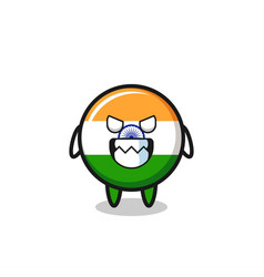 Evil Expression Of The India Flag Cute Mascot