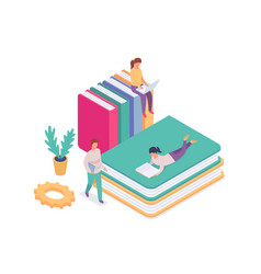 Isometric Online Library Stack Of Books