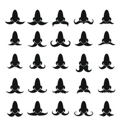 Nose With Mustache Black Simple Icons Set