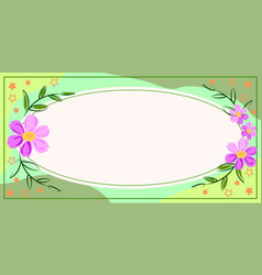 Elipsed Frame With Leaves Flowers And Stars