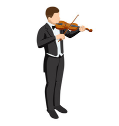 Isometric Violinist Man Playing The Violin