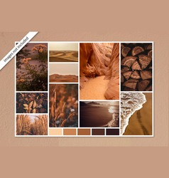 Photo Collage Moodboard Template In Brown Color