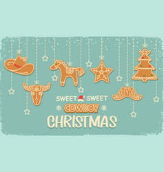 Cowboy Christmas Card Background With Hanging