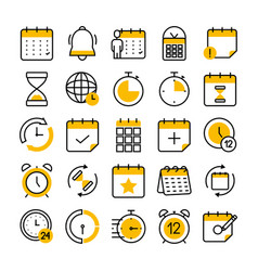 Hourglass And Calendar Icon Set Half Line Half