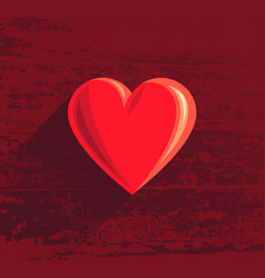 Red Heart Over Wooden Texture St Valentine Card