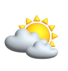 Sun With Cloud Floats In The Sky 3d Icon