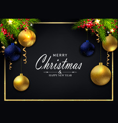 Christmas Black Card With A Frame Coniferous