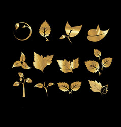 Icon Set Gold Foil Leaves