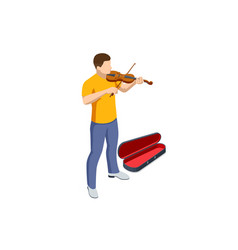 Isometric Violinist Man Playing The Violin