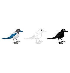 Magpie Bird Cartoon Set Standing Crow Animal