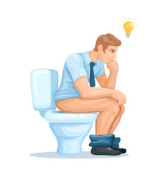 Man Thinking While Pooping Process Creative