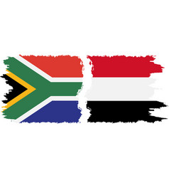 Yemen And South Africa Grunge Flags Connection