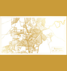 Asmara Eritrea City Map In Retro Style In Golden