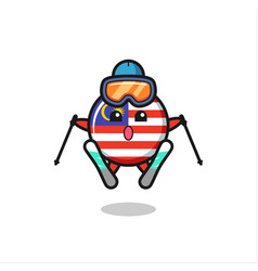 Malaysia Flag Badge Mascot Character As A Ski