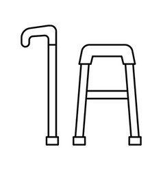 Stick And Walking Frame For Old People Line Icon