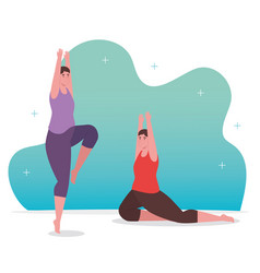 Two Women Doing Yoga Design