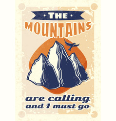 Vintage Poster Design With Of Mountains