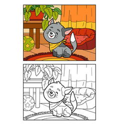 Coloring For Children Cat In The Living Room