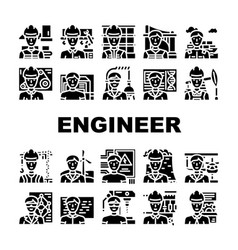 Engineer Worker Man Construction Icons Set