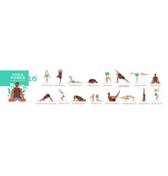 People In Different Yoga Poses Set Man And Woman