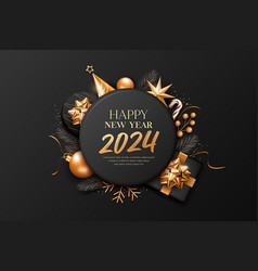 2024 Happy New Year Ornaments Gold And Black