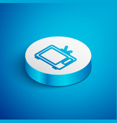 Isometric Line Retro Tv Icon Isolated On Blue