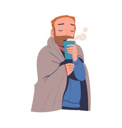 Poor Homeless Man Drinking Hot Steaming Tea