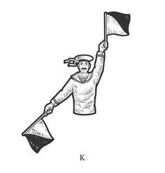 Flag Semaphore Letter K Sketch