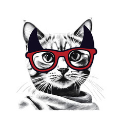 Collage Design Element Cat In Glasses Isolated