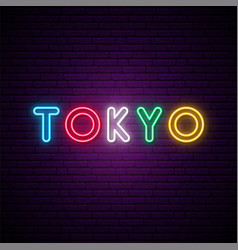 Neon Glowing Banner With Inscription Tokyo