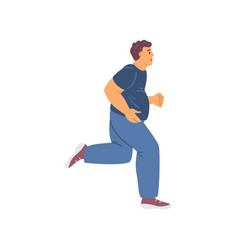 Overweight Middle-aged Man Running Flat