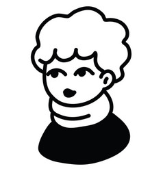 Girl With Blonde Short Curly Hair Icon On White