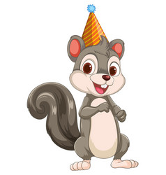 A Happy Squirrel In Party Hat