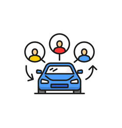 Carpool Share People Using Car Share Service Icon