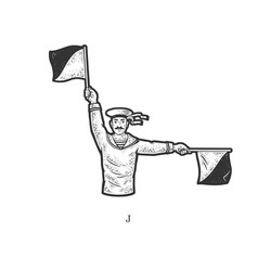 Flag Semaphore Letter J Sketch