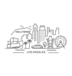 City Los Angeles In Outline Style On White